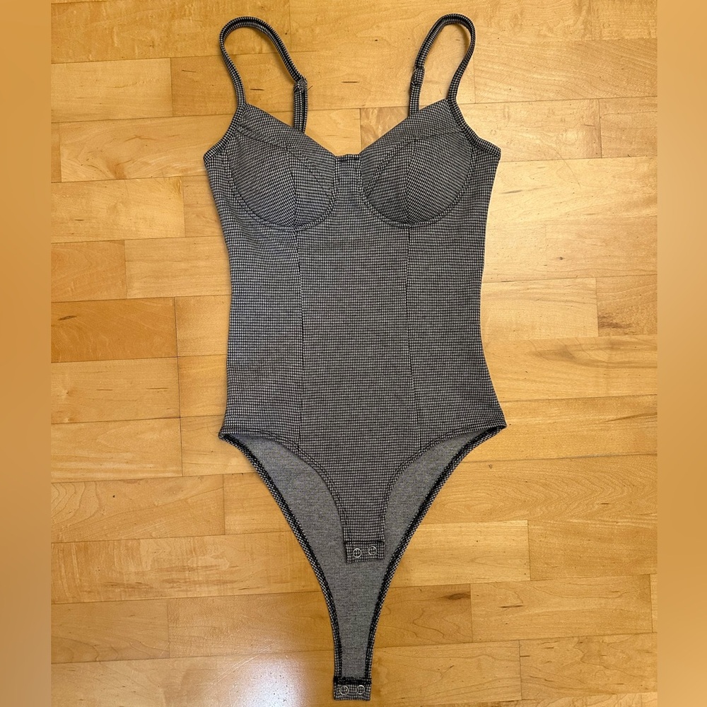 Houndstooth Bustier Bodysuit